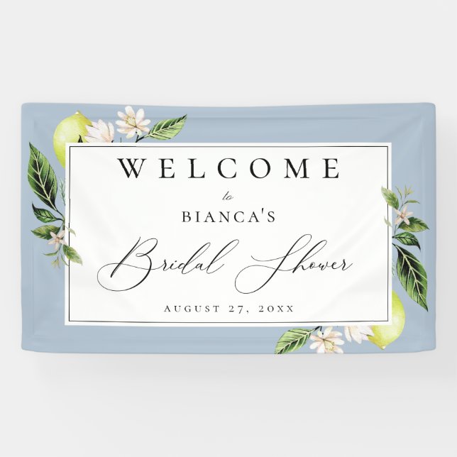 Lona Cartel de bienvenida de la ducha de novia lemones  (Horizontal)