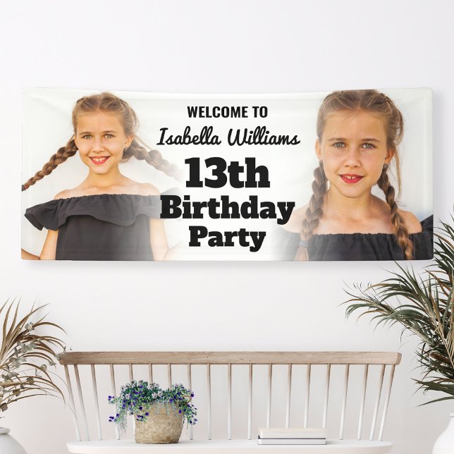 Lona Cartel de bienvenida de la fiesta de cumpleaños ju (Modern Teen Birthday Party Banner Welcome Sign
)