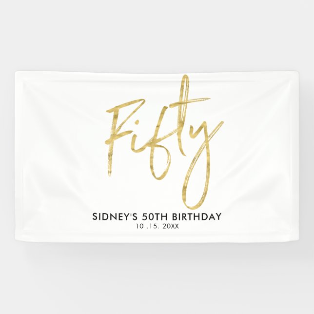 Lona Cartel de bienvenida de la Fiesta de Oro y Blanco  (Horizontal)