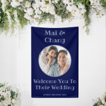 Cartel de bienvenida de la pareja de Bodas azules 