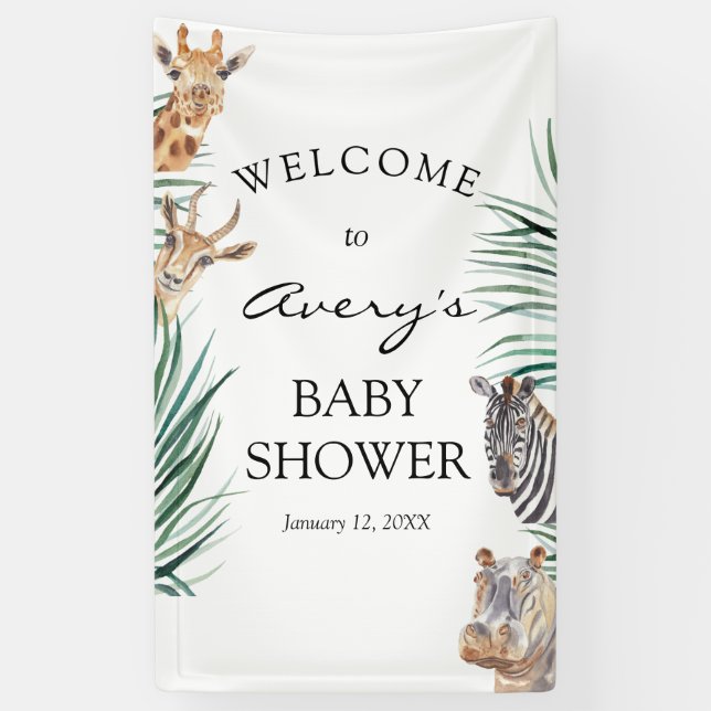 Lona Cartel de bienvenida de Oh Boy Safari Animals (Vertical)