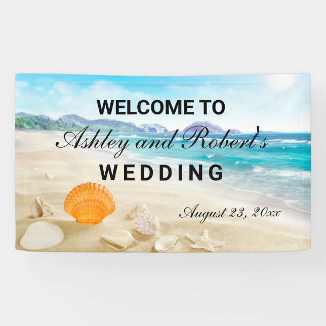 Lona Cartel de bienvenida de Personalizado de boda de p (Horizontal)