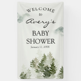 Lona Cartel de bienvenida de Winter Woodland