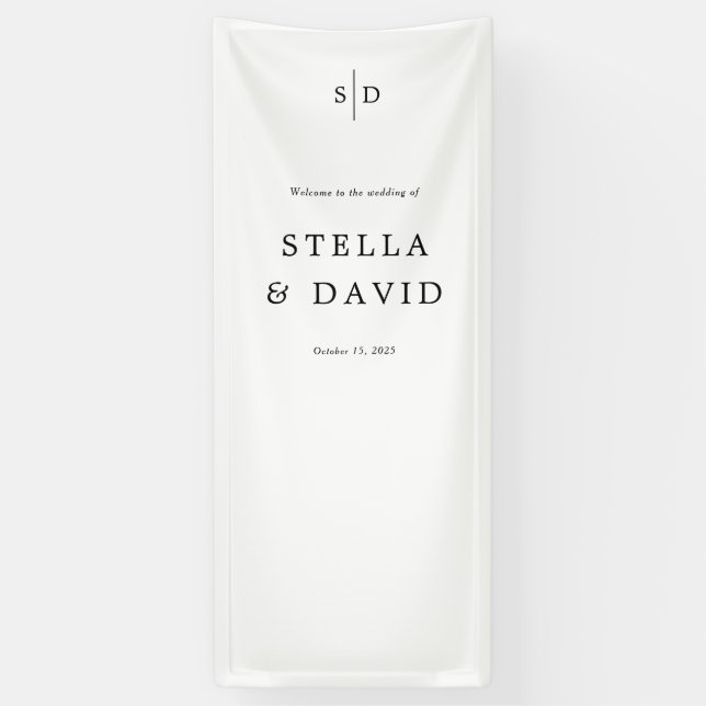 Lona Cartel de bienvenida del Boda Monograma Vinyl (Vertical)