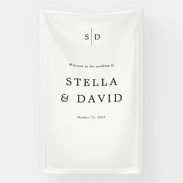 Lona Cartel de bienvenida del Boda Monograma Vinyl (Vertical)