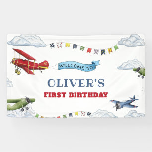 Lona Cartel de bienvenida del primer cumpleaños del avi