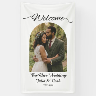 Lona Cartel de bienvenida para arco de boda gótico, Hal