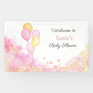 Lona Cartel de bienvenida para baby shower con globos p