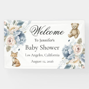 Lona Cartel de bienvenida para baby shower de bosque