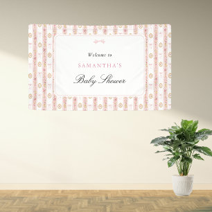 Lona Cartel de bienvenida para baby shower de flores ro