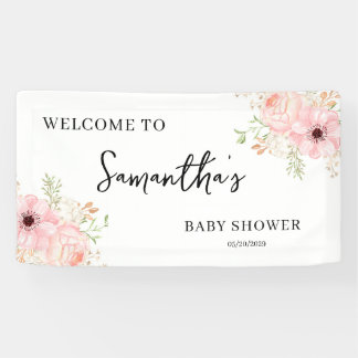 Lona Cartel de bienvenida para baby shower de niña con