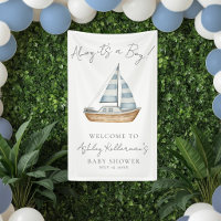 Cartel de bienvenida para baby shower de tema náut