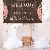 Cartel de bienvenida para baby shower rústico flor