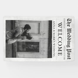 Lona Cartel de bienvenida para boda con divertida foto 