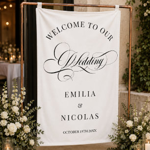 Lona Cartel de bienvenida para boda formal clásica