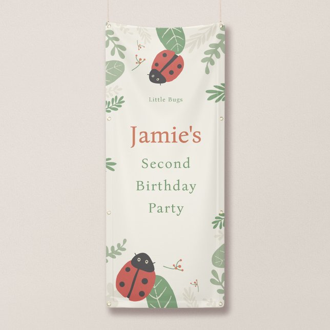 Lona Cartel de bienvenida para fiesta de cumpleaños de  (Ladybird Meadow - 2.5 x 6' Vertical Party Entrance Banner)