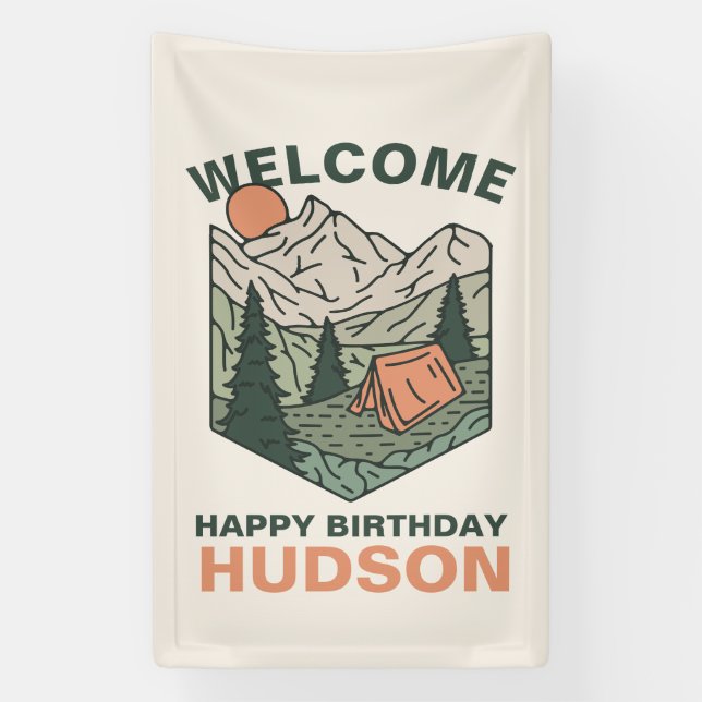 Lona Cartel de bienvenida para la fiesta de cumpleaños  (Vertical)