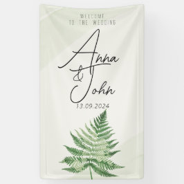 Lona Cartel de boda de helecho verde minimalista