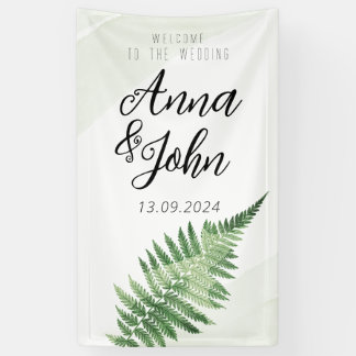 Lona Cartel de boda de helecho verde minimalista