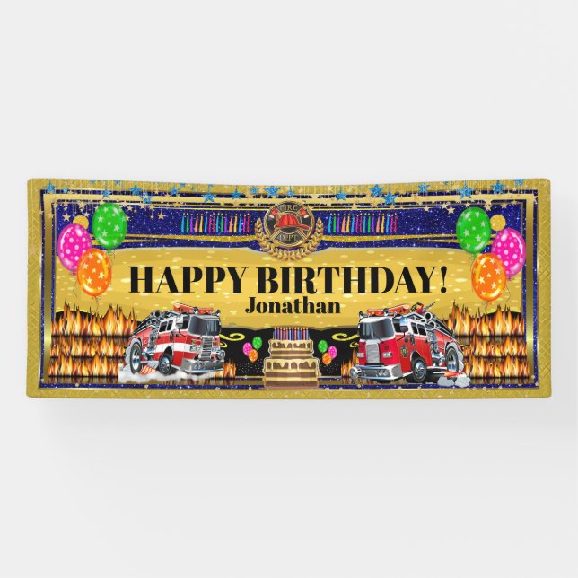 Lona Cartel de celebración del bombero (Horizontal)