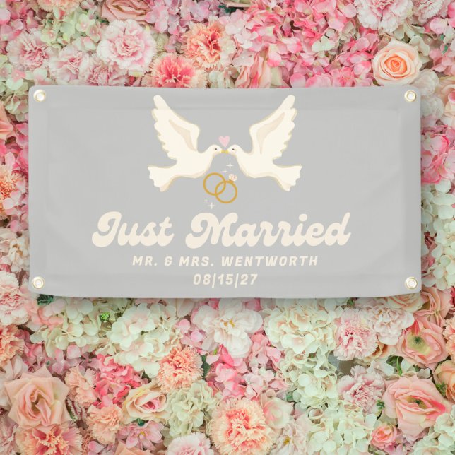 Lona Cartel de coche de Lovebirds Just Married Car (Subido por el creador)