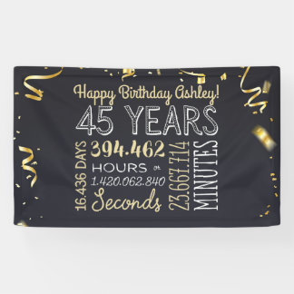 Lona Cartel de cumpleaños 45 - 45 años en horas y segun