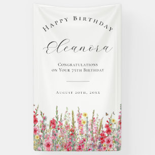 Lona Cartel de cumpleaños 75 de agosto Flor de nacimien
