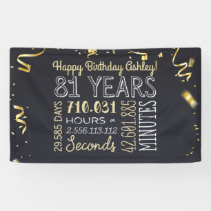 Lona Cartel de cumpleaños 81 - Oro de Moda de 81 años