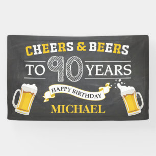 Lona Cartel de cumpleaños 90 de Cheers and Beers Happy