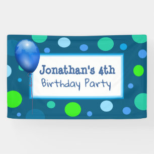 Lona Cartel de cumpleaños azul personalizado de un niño