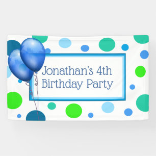 Lona Cartel de cumpleaños azul personalizado de un niño