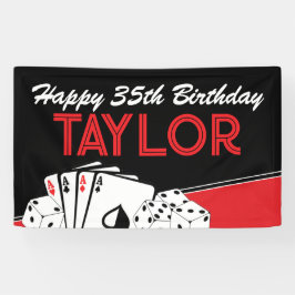 Lona Cartel de Cumpleaños con Tarjeta de Póquer de Casi