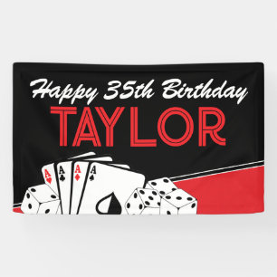 Lona Cartel de Cumpleaños con Tarjeta de Póquer de Casi