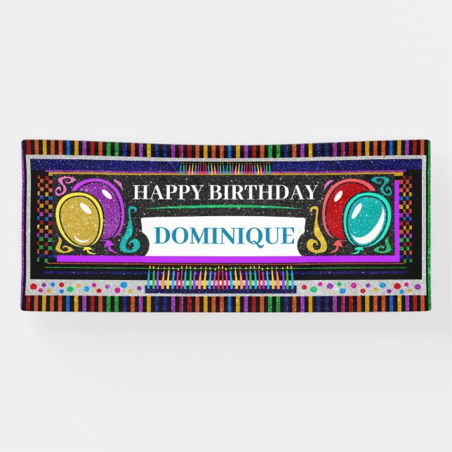 Lona Cartel de cumpleaños de 6 pies feliz feliz (Horizontal)