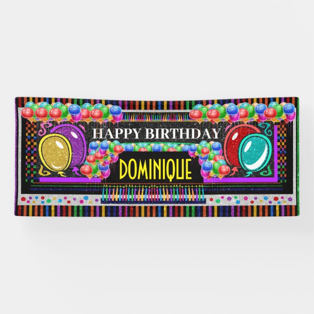 Lona Cartel de cumpleaños de 6 pies feliz feliz (Horizontal)