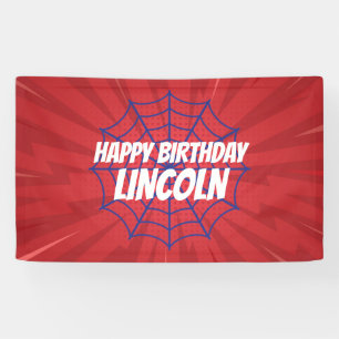 Lona Cartel de cumpleaños de Action Hero Spiderweb