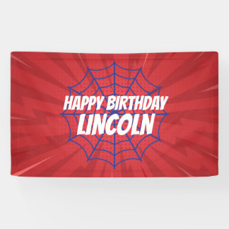 Lona Cartel de cumpleaños de Action Hero Spiderweb