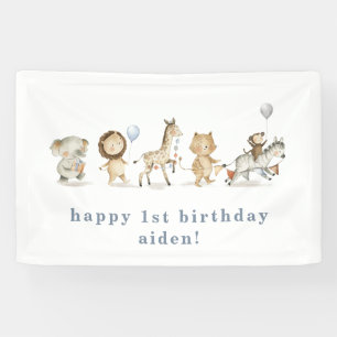 Lona Cartel de cumpleaños de animales de Safari
