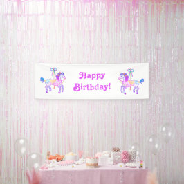 Lona Cartel de cumpleaños de Carousel Pony