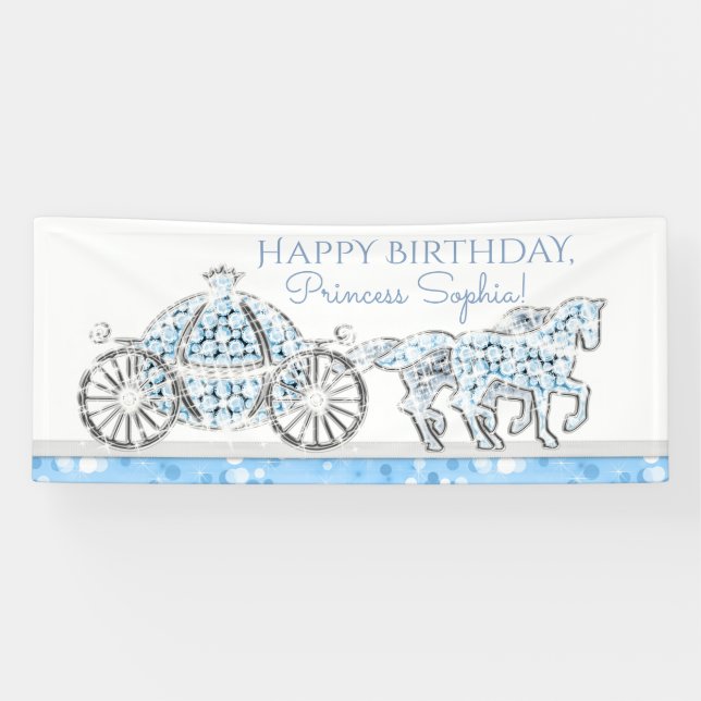 Lona Cartel de cumpleaños de Cinderella Princess (Horizontal)