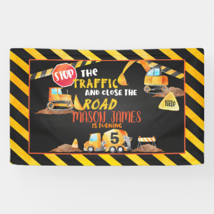 Lona Cartel de cumpleaños de construcción - BL