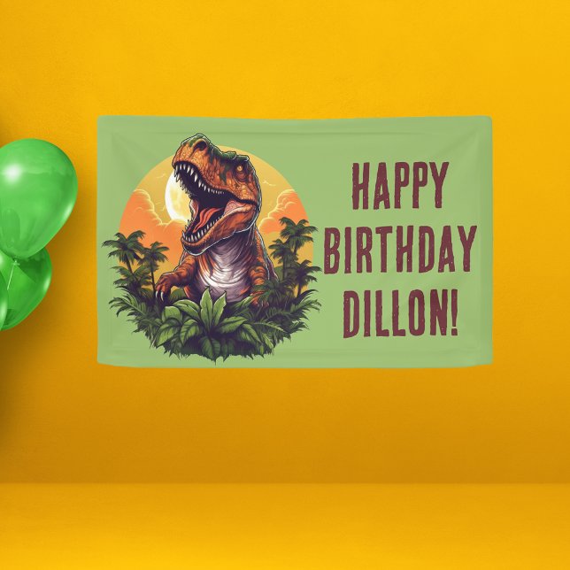 Lona Cartel de cumpleaños de Dinosaur Rawr (Subido por el creador)