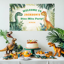 Lona Cartel de Cumpleaños de Dinosaurio Lindo para Niño