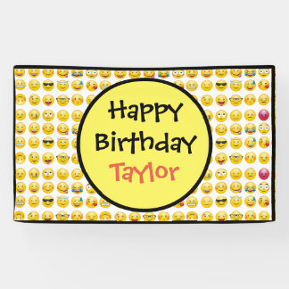 Lona Cartel de cumpleaños de Emoji