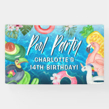 Cartel de cumpleaños de Fiesta de piscina de diver