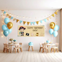 Lona Cartel de cumpleaños de Fiesta pirata