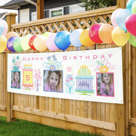 Lona Cartel de cumpleaños de foto rosa