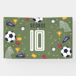 Lona Cartel de cumpleaños de fútbol para niños Cool Gre