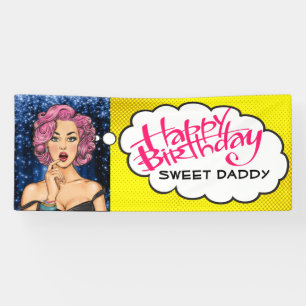 Lona Cartel de cumpleaños de la Bonito de arte pop retr