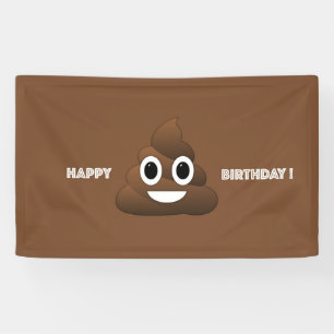 Lona Cartel de cumpleaños de la Emoji Poop
